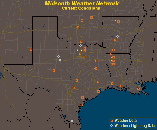 Mesomap of Mid-South Weather Network Stations
